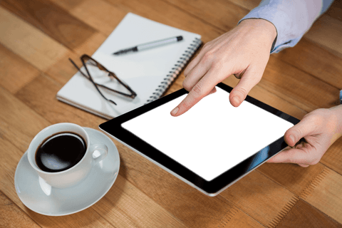 Hand Using Transparent Digital Tablet in Coffee Shop Setting - Download Free Stock Videos Pikwizard.com