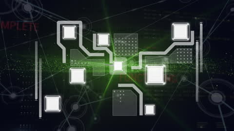 Abstract Digital Network with Data and Snowfall Illustration