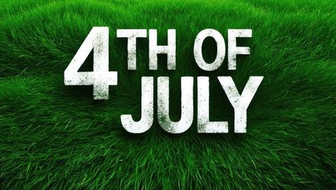 4th of July Text on Lush Green Grass for Patriotic Celebration