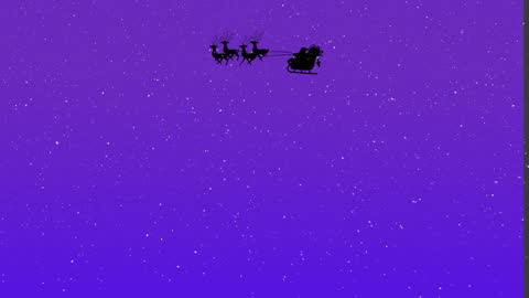 Santa Claus Flying with Reindeer Against Starry Night