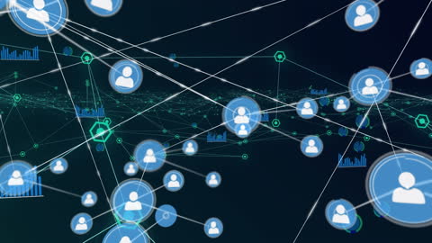 Global Networking Connections and People Icons Digital Animation