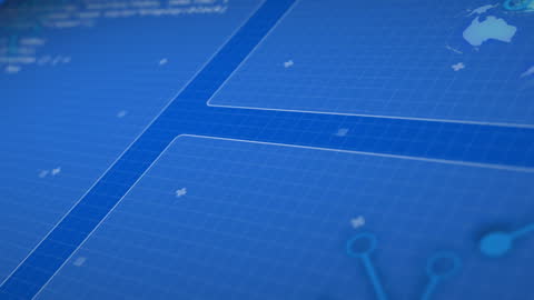 Abstract Digital Data Grid on Blue Background