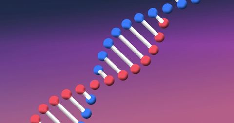 3d dna strand with vibrant gradient background