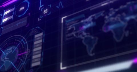 Global Digital Interface with Interactive Data Processing - Download Free Stock Images Pikwizard.com
