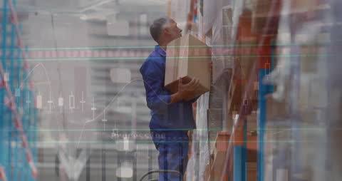 Warehouse Worker Overlapping Data Analysis Animation