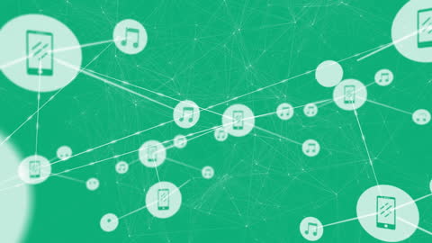 Abstract Network Connection with Music and Smartphone Icons