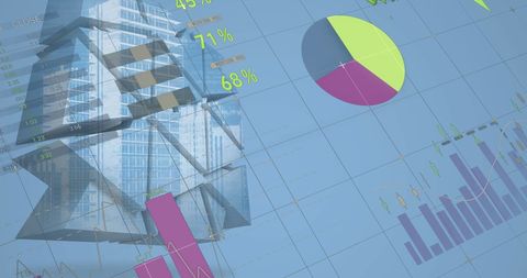 Business Metrics Overlay on Modern Architecture Canvas - Download Free Stock Images Pikwizard.com