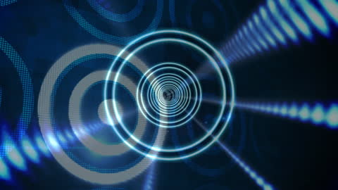 Futuristic Data Tunnel with Moving Digital Circles