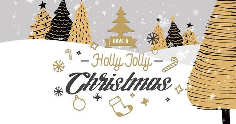 Festive Winter Scene with Holly Jolly Christmas Message - Download Free Stock Images Pikwizard.com