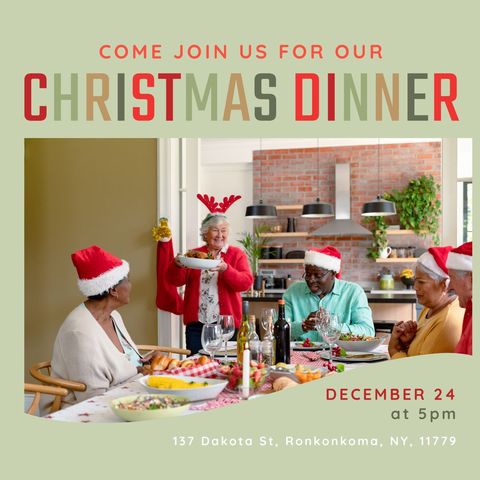 Diverse Family Celebrating Warm Christmas Dinner at Home