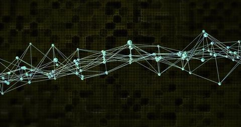 Abstract Digital Network Grid on Black Background