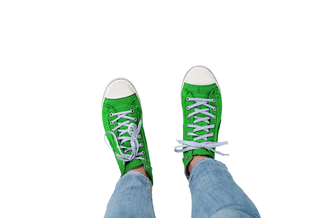 Green Sneakers on Transparent Background with Jeans Photo - Download Free Stock Videos Pikwizard.com