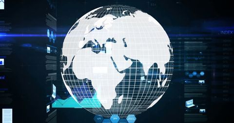 Digital Globe with Data Icons and Analytics Interface - Download Free Stock Images Pikwizard.com