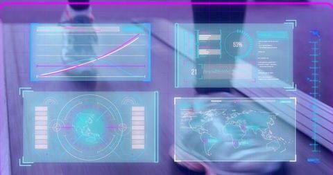 Futuristic Interface Tracking Athlete on Treadmill