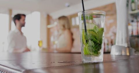 Refreshing Mojito on Bar Counter in Sociable Setting