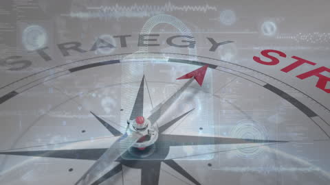 Compass and Data Padlock Visualizing Business Strategy