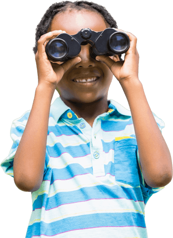 happy child with binoculars exploring on transparent background - Download Free Stock Videos Pikwizard.com