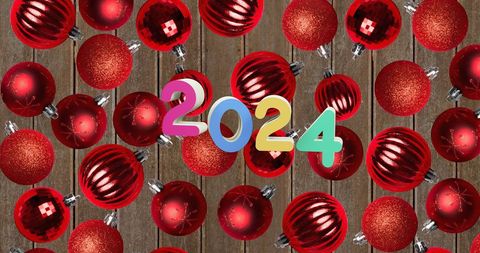 Festive christmas decorations with new year 2024 greeting