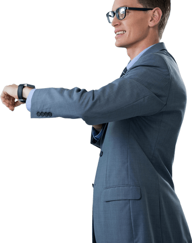 transparent businessman checking smartwatch smile - Download Free Stock Videos Pikwizard.com