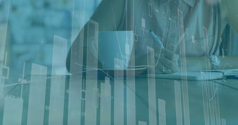 Businesswoman analyzing financial data with innovative technology