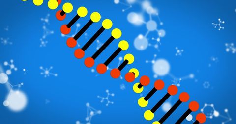 3d rendering dna helix on molecular blue background
