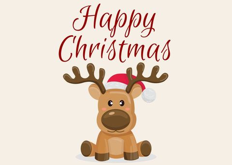 Joyful Reindeer Cartoon with Happy Christmas Message - Download Free Stock Templates Pikwizard.com