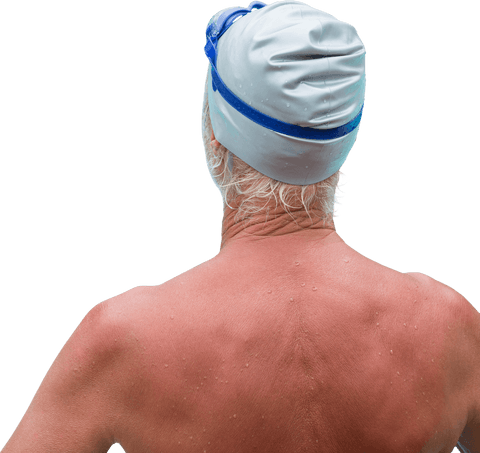 transparent rear view of senior swimmer with swim cap - Download Free Stock Videos Pikwizard.com