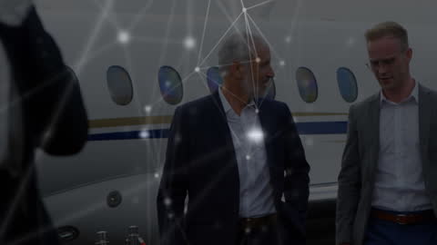 Business Networking at Airport with Digital Connections Visualized
