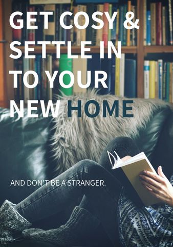 cozy reading on couch with bookshelf in background - Download Free Stock Templates Pikwizard.com