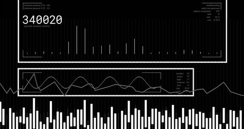 Futuristic Digital Interface with Data Visualizations on Black