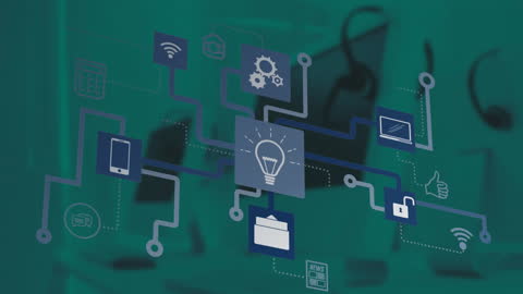 Digital Icons Network Highlighting Business Technology Concepts