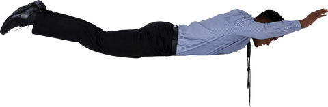 Transparent Businessman Floating Horizontally in Air