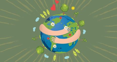 Earth Embraced by Hands Symbolizing Love for Nature and Conservation
