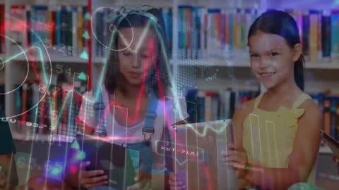 Children Engaging with Financial Data on Tablets in Library