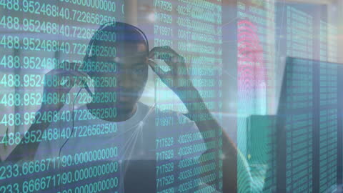 Focused African American Businessman Analyzing Digital Data