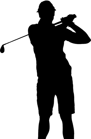 Transparent Silhouette of Male Golf Player on Swing