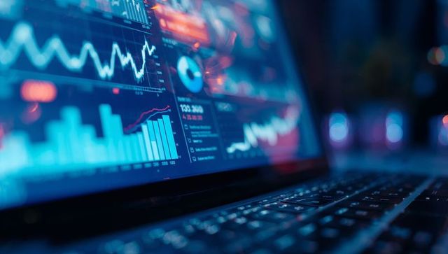 Laptop Display with Advanced Financial Analytics and Data Visualization