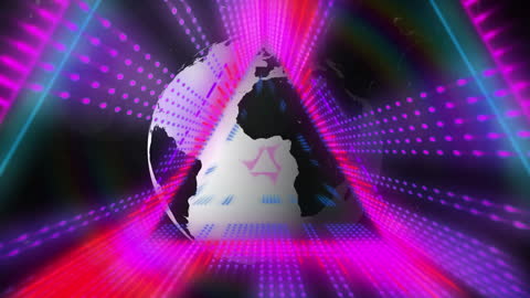 Futuristic Glowing Tunnel with Spinning Globe Animation