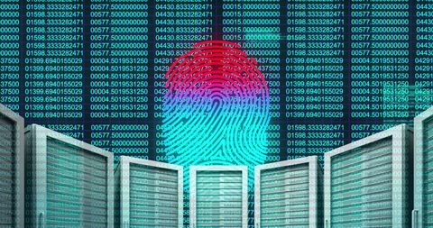 Fingerprint Scanner Overlaying Data Servers for Security Concept - Download Free Stock Images Pikwizard.com