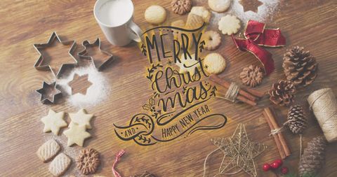 Festive Christmas Decor with Cookies and Pinecones Background - Download Free Stock Images Pikwizard.com