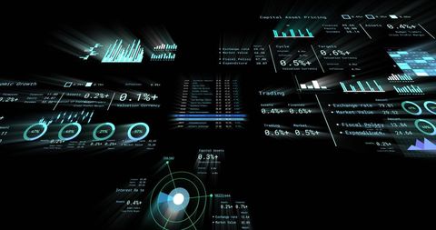 Financial Data Visualization with Dynamic Graphs on Black Background - Download Free Stock Images Pikwizard.com