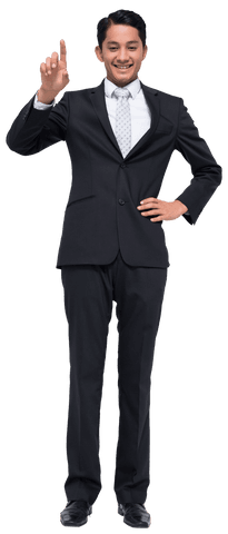 businessman in black suit pointing gesture on transparent background - Download Free Stock Videos Pikwizard.com