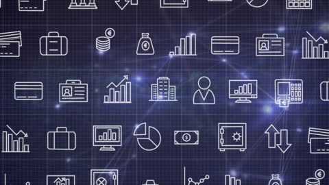 Digital Business Icons Presentation on Blue Background