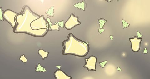 Festive Bells and Trees with Cozy Glowing Lights Background