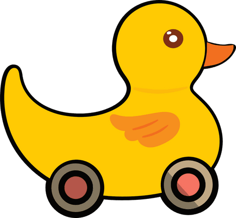 playful yellow duck toy on wheels with transparent background - Download Free Stock Videos Pikwizard.com