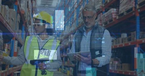 Warehouse Logistics and Digital Data Going Through Technological Transformation - Download Free Stock Images Pikwizard.com