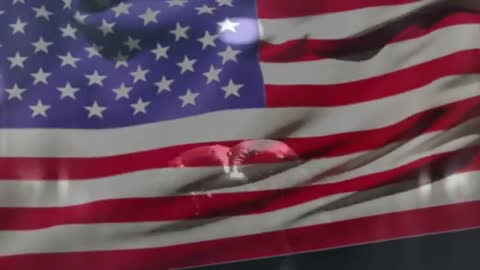 3D Render of Red Boxing Gloves with Waving US Flag in Background