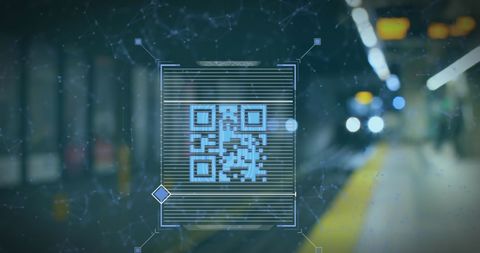 Digital QR Code on Metro Platform with Data Connections - Download Free Stock Images Pikwizard.com