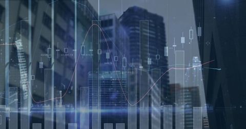 Financial Data Charts Over Urban Skyscrapers Concept - Download Free Stock Images Pikwizard.com