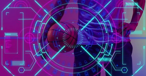Futuristic Basketball Data Visualization with Player - Download Free Stock Images Pikwizard.com